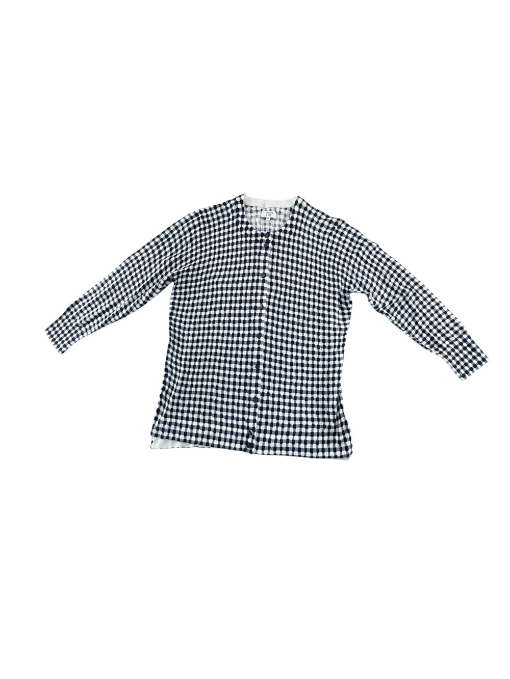 crown & ivy Navy and White Gingham Cardigan